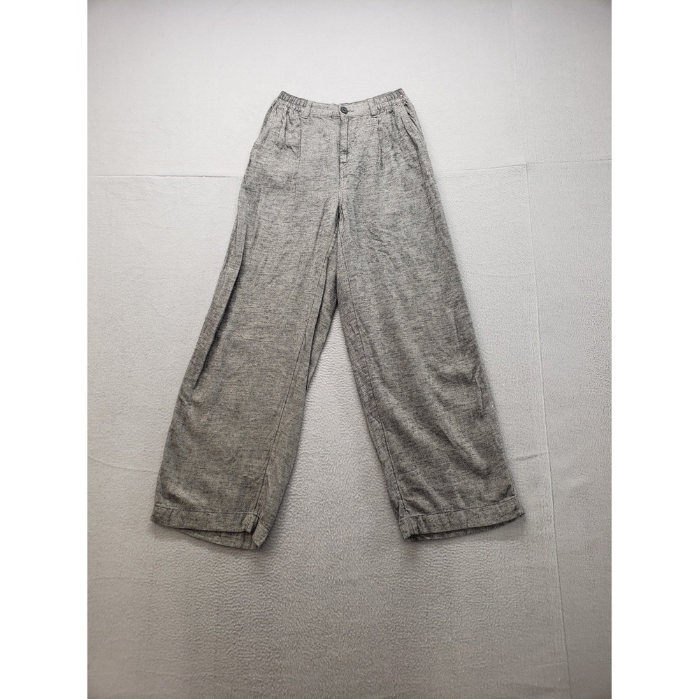 Aerie Women Pant S Gray Heather 100% Cotton Wide Leg High Waist Regular Fit